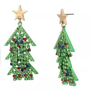Betsey Johnson Santa Baby Christmas Tree Drop Earrings New